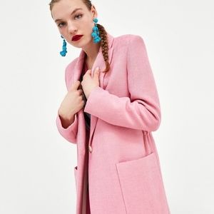 Zara Basic Pink Coat with Pockets